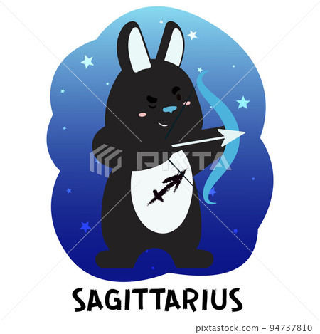 Virgo zodiac Sagittarius. Black rabbit vector illustration 94737810