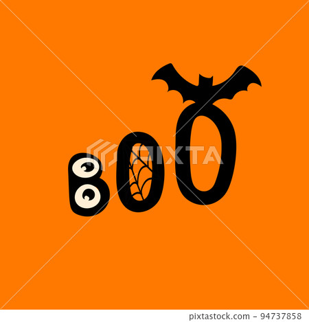 Boo halloween illustration with eyes and bat on Boo halloween illustration with eyes and bat on 94737858