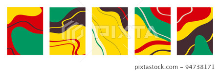 Collection of multicolored abstract paintings against white background 94738171