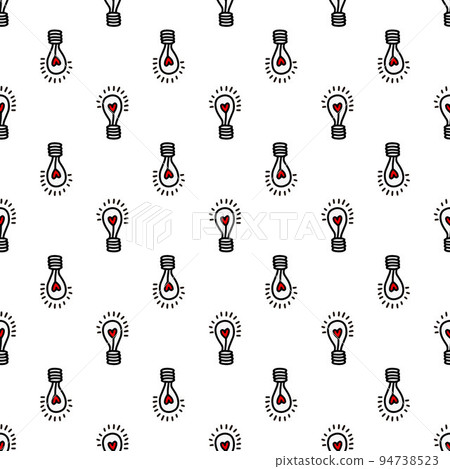 Seamless pattern with light bulbs with a heart  94738523