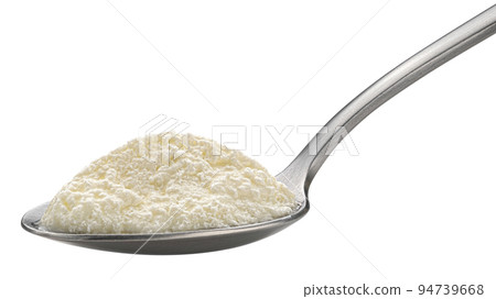 Homemade yogurt in spoon isolated on white background 94739668