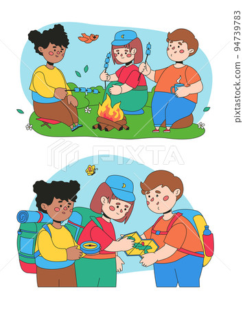 Children traveling - colorful flat design style illustrations Children traveling - colorful flat design style illustrations 94739783
