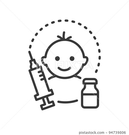 Children vaccination - vector line design single isolated icon 94739806