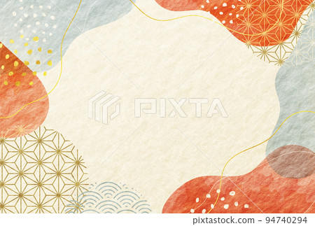 日本現代水彩風格新年賀卡新年框架明信片日本紙 日本現代水彩風格新年賀卡新年框架明信片日本紙 94740294