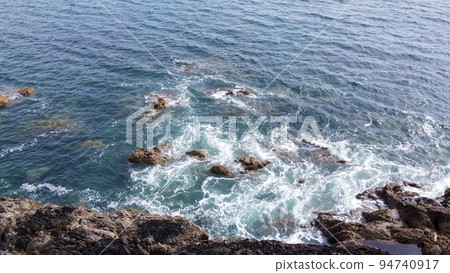 The stone sea coast. Seascape, top view. Drone point of view. 94740917