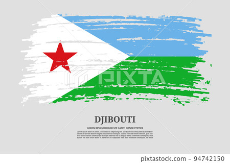 Djibouti flag with brush stroke effect and information text poster, vector Djibouti flag with brush stroke effect and information text poster, vector 94742150