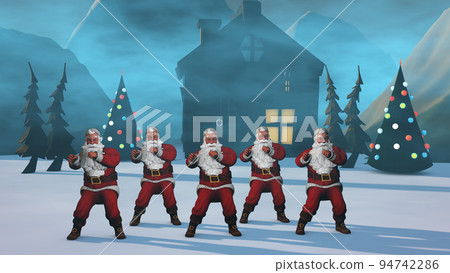 Merry Christmas Santa Clauses are dancing. 3d rendering 94742286