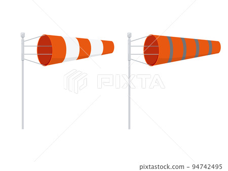 Windsock with white and reflective strips wind speed vector illustration. 94742495