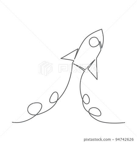 Rocket One line drawing. Concept for Startup, Rocket, Space Rocket One line drawing. Concept for Startup, Rocket, Space 94742626