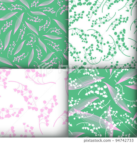 Floral Pattern Set. Seamless Lili Valley Texture. Summer Flower Decoration. Spring Floral Pattern. Vintage Leaves Ornament. Bunch of Convallaria Majalis. Floral Pattern Set. Floral Pattern Set. Seamless Lili Valley Texture. Summer Flower Decoration. Spring Floral Pattern. Vintage Leaves Ornament. Bunch of Convallaria Majalis. Floral Pattern Set. 94742733