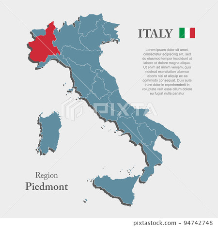 Vector map Italy and district Piedmont 94742748