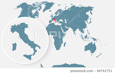 Italy country on world map, vector template 94742751