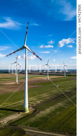 Wind Farm With Wind Turbines In Agricultural Landscape in Austria 94742906