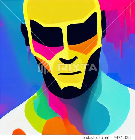 Multicolored abstract male portrait. Stylized male portrait colorful rainbow illustration. Digital illustration. Multicolored abstract male portrait. Stylized male portrait colorful rainbow illustration. Digital illustration. 94743095