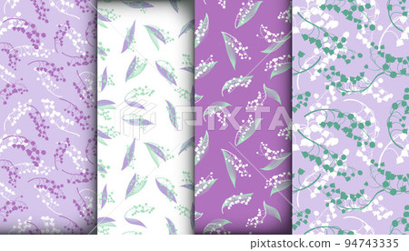 Floral Pattern Set. Seamless Lily Bell Texture. Vintage Flower Decoration. Floral Pattern Set. Fresh Foliage Invitation. Bunch of Convallaria Majalis. Spring Floral Pattern. Floral Pattern Set. Seamless Lily Bell Texture. Vintage Flower Decoration. Floral Pattern Set. Fresh Foliage Invitation. Bunch of Convallaria Majalis. Spring Floral Pattern. 94743335