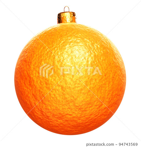 Realistic 3D illustration of the stylish orange peel Christmas bauble isolated on white Realistic 3D illustration of the stylish orange peel Christmas bauble isolated on white 94743569