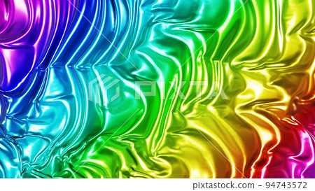 Realistic 3D illustration of the colorful rainbow gradient metallic material cloth rendered as background 94743572
