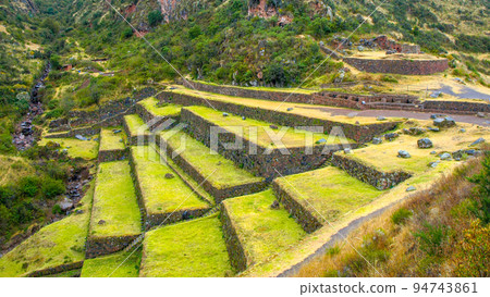 Terraces of Incan Pisaq ruins 94743861