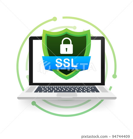 Secure connection icon vector illustration isolated on white background, flat style secured ssl shield symbols. Secure connection icon vector illustration isolated on white background, flat style secured ssl shield symbols. 94744409