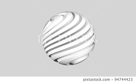 Abstract 3d organic sphere. Illustration of bionic substance in 4K. Sphere of white color on a light background 94744423