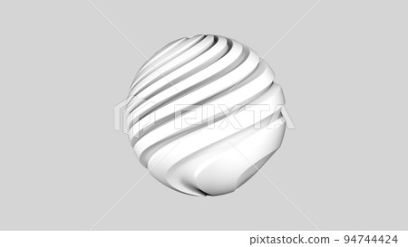 Abstract 3d organic sphere. Illustration of bionic substance in 4K. Sphere of white color on a light background 94744424