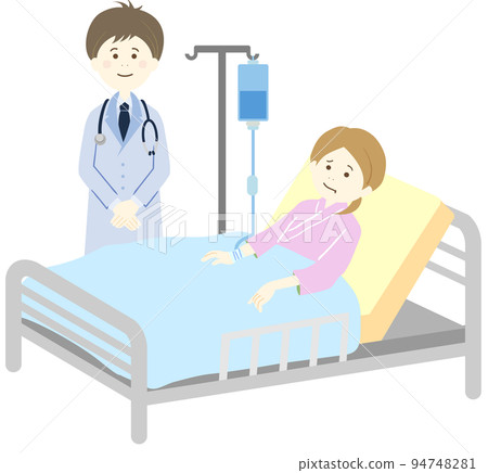 Hospitalized woman and doctor Hospitalized woman and doctor 94748281
