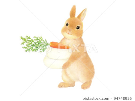 新年賀卡材料兔子用胡蘿蔔代替橙子在火上麻糬 新年賀卡材料兔子用胡蘿蔔代替橙子在火上麻糬 94748936