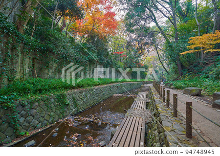Todoroki Gorge promenade and Yazawa River in Setagaya, Tokyo in autumn Todoroki Gorge promenade and Yazawa River in Setagaya, Tokyo in autumn 94748945