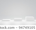 3d rendering White podiums Ranked from low to high. cosmetic product display and presentation. 3d illustration 94749105
