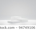 3d illustration Three podium arranged in ranking ladder white background. cosmetic product display and presentation. 3d rendering 94749106