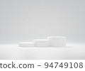 Three podium arranged in ranking ladder white background. Cosmetic product display stand or product presentation. 3D rendering illustration 94749108