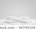 3d rendering illustration podium for display or show cosmetics. mock up modern design. product presentation. abstract composition white and shadow 94749109