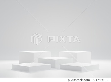 3d rendering illustration podium for display or show cosmetics. mock up modern design. product presentation. abstract composition white and shadow 94749109