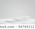 3d illustration Three white square podiums and abstract background. cosmetic product presentation and display stand. mock up modern design with empty space. 3D rendering 94749112