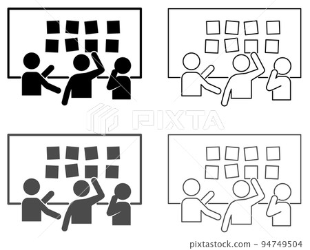 This is an image of the KJ method sticky note work and brainstorming 94749504