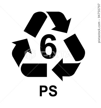 Plastic waste recycling type mark illustration / PS 94750797