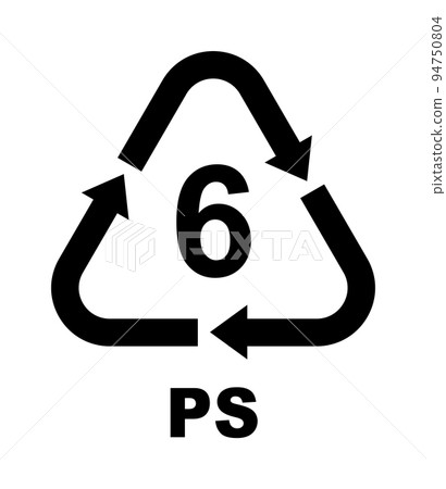 Plastic waste recycling type mark illustration / PS 94750804