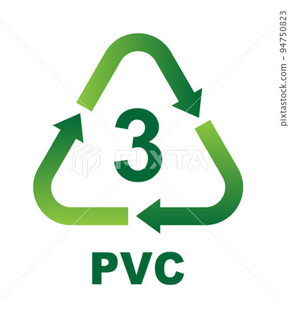 塑料廢料的回收類型標記插圖/PVC 94750823