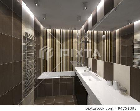 Bathroom design concept illustration for a private home. 3D rendering of the interior design of the bathroom Bathroom design concept illustration for a private home. 3D rendering of the interior design of the bathroom 94751095