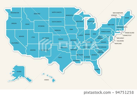 Map of the United States divided into 50 states with state names Map of the United States divided into 50 states with state names 94751258