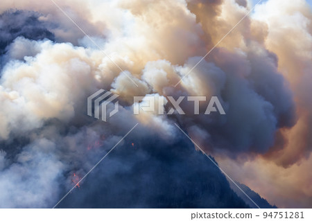 BC Forest Fire and Smoke over the mountain near Hope 94751281
