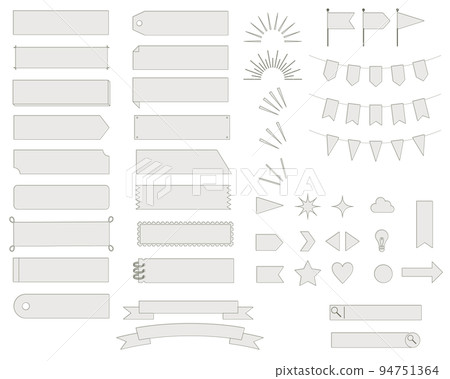 一組裝飾插圖，如標籤、絲帶和花環 94751364