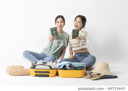preparing for a summer trip concept series_korean beautiful asian young women passport checking preparing for a summer trip concept series_korean beautiful asian young women passport checking 94753443