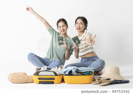 preparing for a summer trip concept series_korean beautiful asian young women passport checking preparing for a summer trip concept series_korean beautiful asian young women passport checking 94753542