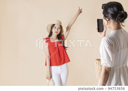 summer vacation trip with friends concept series_korean beautiful asian young women taking a photo summer vacation trip with friends concept series_korean beautiful asian young women taking a photo 94753656