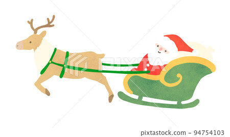 聖誕老人騎著馴鹿和雪橇的插圖 94754103