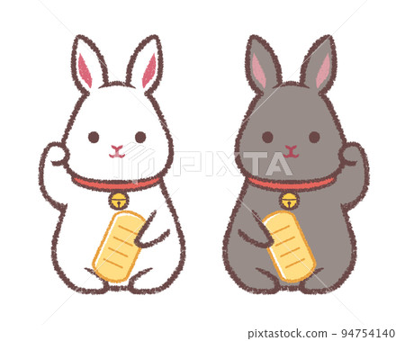 Set of shirokuro beckoning rabbits 94754140