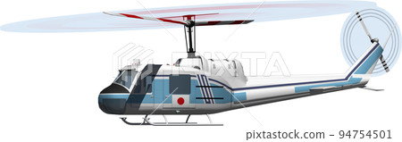 從側面看到的日本海岸警衛隊直升機的插圖。背景透明圖片 94754501