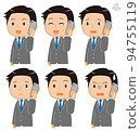 Suit men's facial expression set 3 to make a phone call 94755119