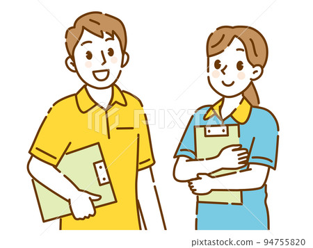 兩名身穿馬球衫的年輕看護男女 94755820